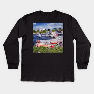 Old  Fishing Boats at Peggys Cove Kids Long Sleeve T-Shirt